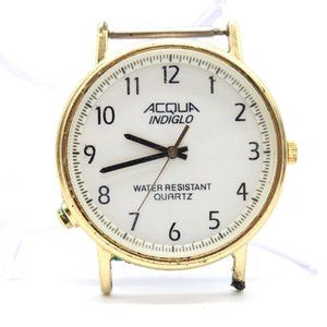 ACQUA Indiglo Watch Gold Tone Stainless Steel Classic White Dial Quartz
